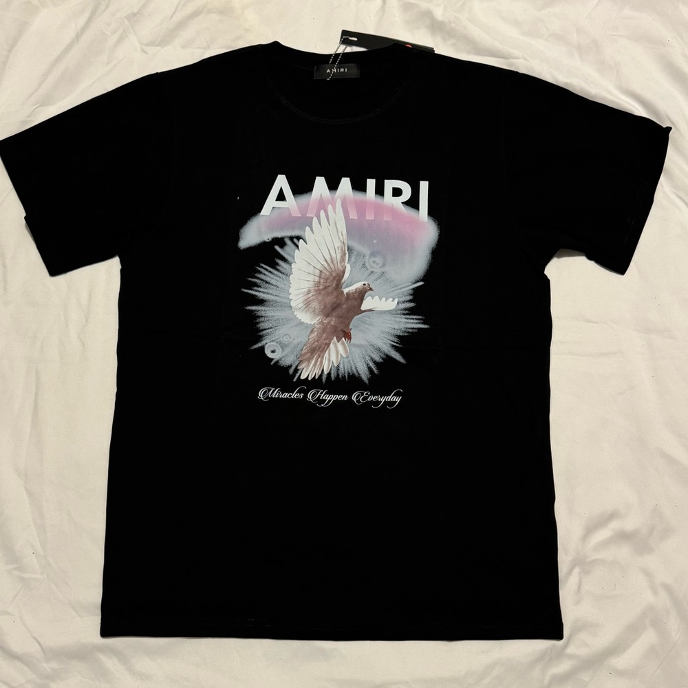 Amiri White Dove Black T Shirt